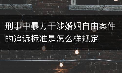 刑事中暴力干涉婚姻自由案件的追诉标准是怎么样规定