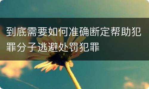 到底需要如何准确断定帮助犯罪分子逃避处罚犯罪