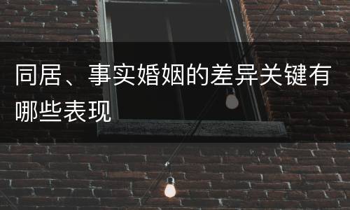 同居、事实婚姻的差异关键有哪些表现