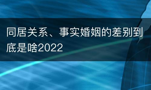 同居关系、事实婚姻的差别到底是啥2022