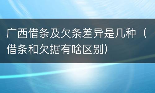 广西借条及欠条差异是几种（借条和欠据有啥区别）