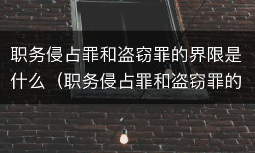 职务侵占罪和盗窃罪的界限是什么（职务侵占罪和盗窃罪的界限是什么关系）