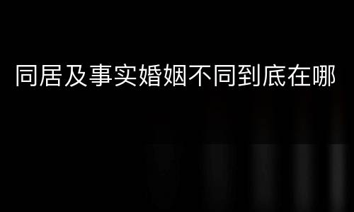 同居及事实婚姻不同到底在哪