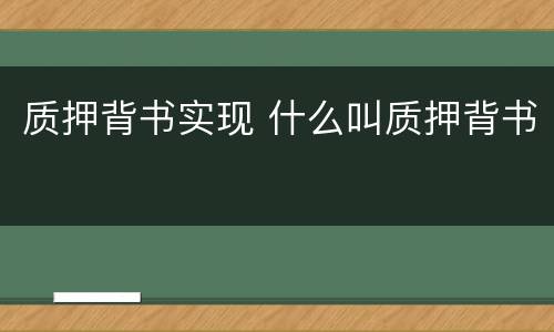质押背书实现 什么叫质押背书