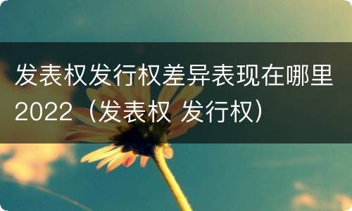 发表权发行权差异表现在哪里2022（发表权 发行权）
