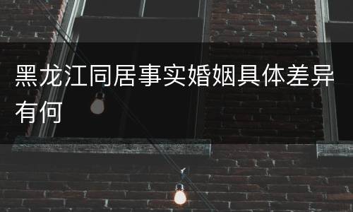 黑龙江同居事实婚姻具体差异有何