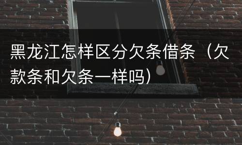 黑龙江怎样区分欠条借条（欠款条和欠条一样吗）