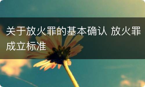 关于放火罪的基本确认 放火罪成立标准