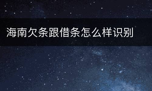 海南欠条跟借条怎么样识别