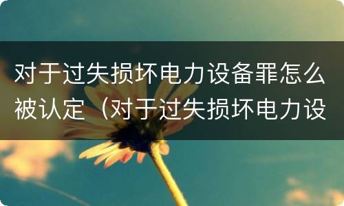 对于过失损坏电力设备罪怎么被认定（对于过失损坏电力设备罪怎么被认定为犯罪）