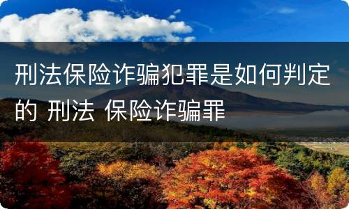 刑法保险诈骗犯罪是如何判定的 刑法 保险诈骗罪
