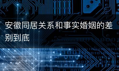 安徽同居关系和事实婚姻的差别到底