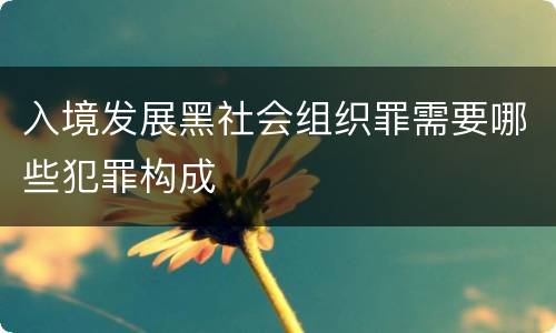 入境发展黑社会组织罪需要哪些犯罪构成