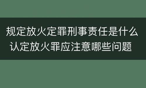 规定放火定罪刑事责任是什么 认定放火罪应注意哪些问题