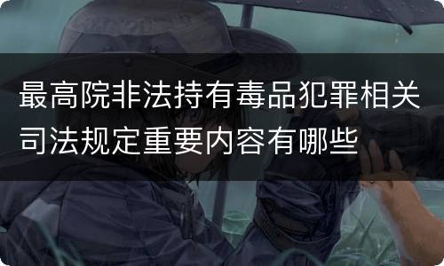 最高院非法持有毒品犯罪相关司法规定重要内容有哪些
