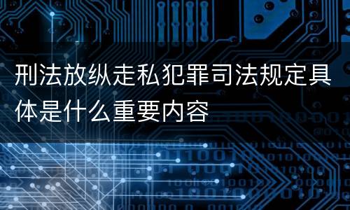 刑法放纵走私犯罪司法规定具体是什么重要内容