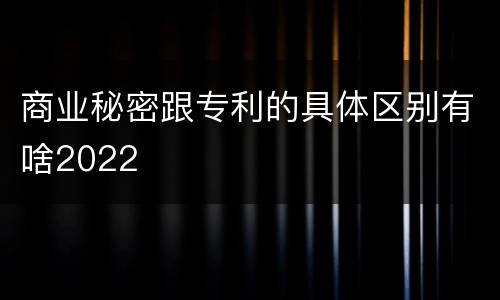商业秘密跟专利的具体区别有啥2022