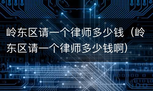 岭东区请一个律师多少钱（岭东区请一个律师多少钱啊）