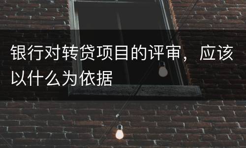 银行对转贷项目的评审，应该以什么为依据