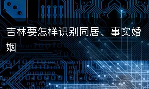 吉林要怎样识别同居、事实婚姻