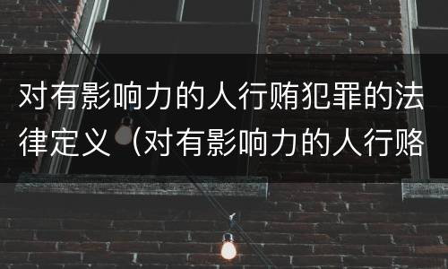 对有影响力的人行贿犯罪的法律定义（对有影响力的人行赂）