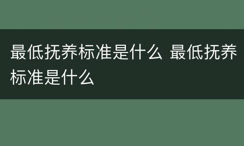 最低抚养标准是什么 最低抚养标准是什么
