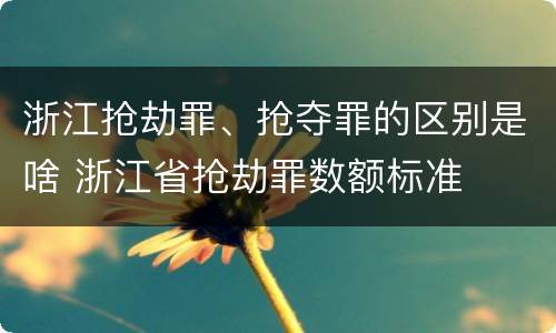 浙江抢劫罪、抢夺罪的区别是啥 浙江省抢劫罪数额标准