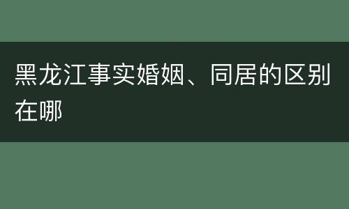 黑龙江事实婚姻、同居的区别在哪