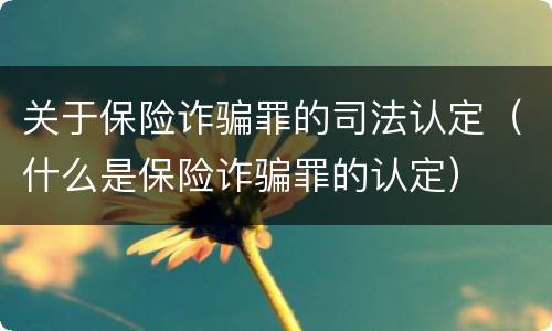 关于保险诈骗罪的司法认定（什么是保险诈骗罪的认定）