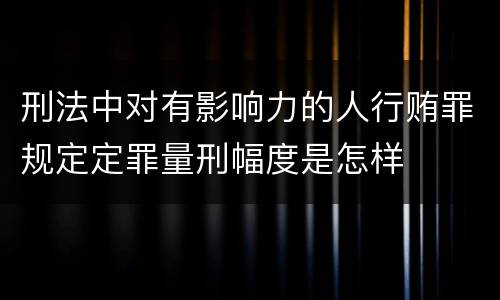 刑法中对有影响力的人行贿罪规定定罪量刑幅度是怎样