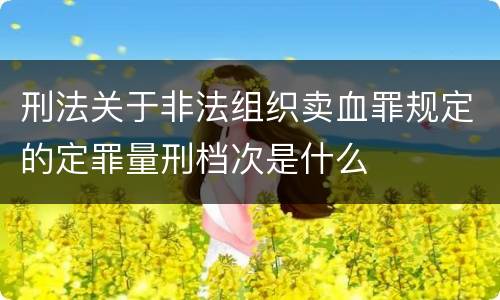 刑法关于非法组织卖血罪规定的定罪量刑档次是什么