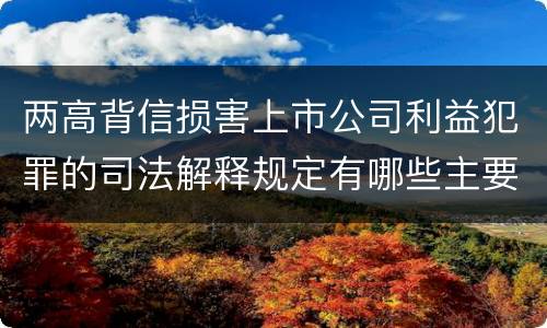 两高背信损害上市公司利益犯罪的司法解释规定有哪些主要内容