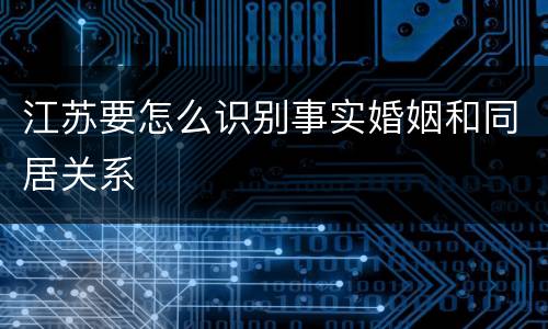 江苏要怎么识别事实婚姻和同居关系