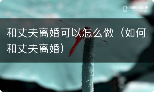 和丈夫离婚可以怎么做（如何和丈夫离婚）