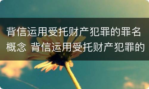 背信运用受托财产犯罪的罪名概念 背信运用受托财产犯罪的罪名概念是