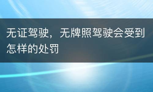 无证驾驶，无牌照驾驶会受到怎样的处罚