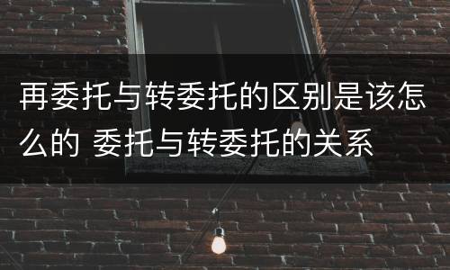 再委托与转委托的区别是该怎么的 委托与转委托的关系