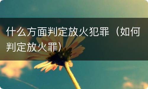 什么方面判定放火犯罪（如何判定放火罪）