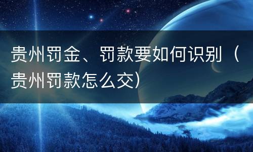 贵州罚金、罚款要如何识别(贵州罚款怎么交)