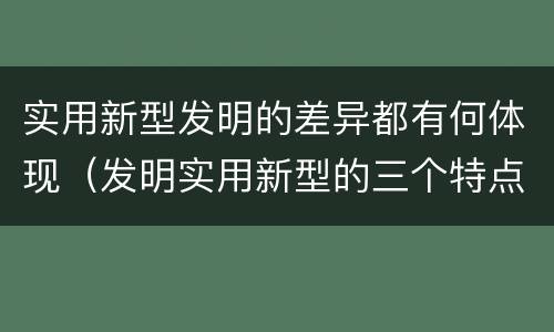 实用新型发明的差异都有何体现（发明实用新型的三个特点）