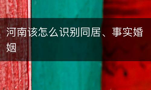 河南该怎么识别同居、事实婚姻