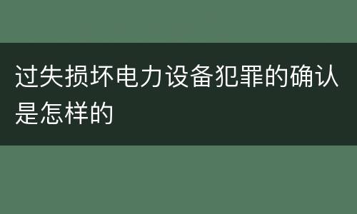 过失损坏电力设备犯罪的确认是怎样的