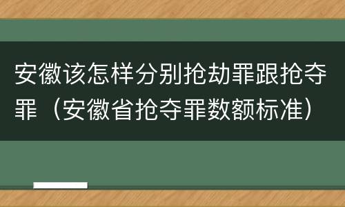 安徽该怎样分别抢劫罪跟抢夺罪（安徽省抢夺罪数额标准）
