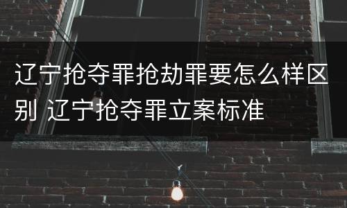 辽宁抢夺罪抢劫罪要怎么样区别 辽宁抢夺罪立案标准