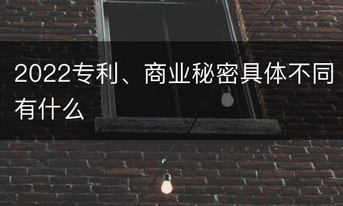 2022专利、商业秘密具体不同有什么
