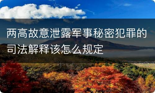 两高故意泄露军事秘密犯罪的司法解释该怎么规定