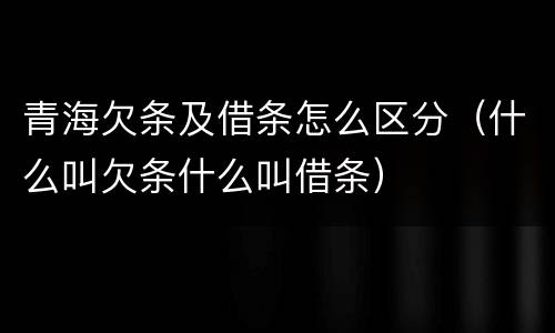 青海欠条及借条怎么区分（什么叫欠条什么叫借条）