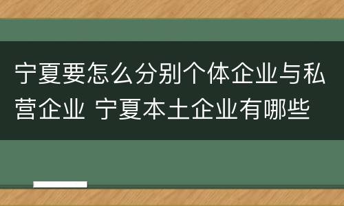 宁夏要怎么分别个体企业与私营企业 宁夏本土企业有哪些