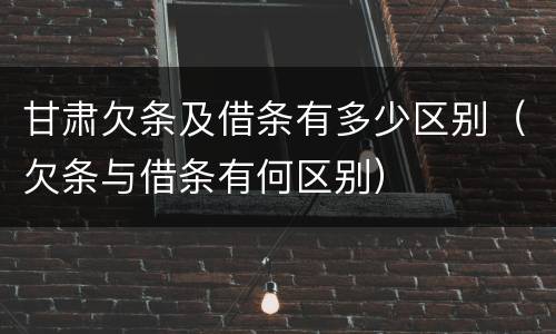 甘肃欠条及借条有多少区别（欠条与借条有何区别）