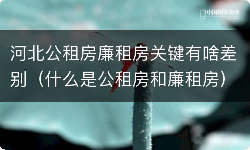 河北公租房廉租房关键有啥差别（什么是公租房和廉租房）
